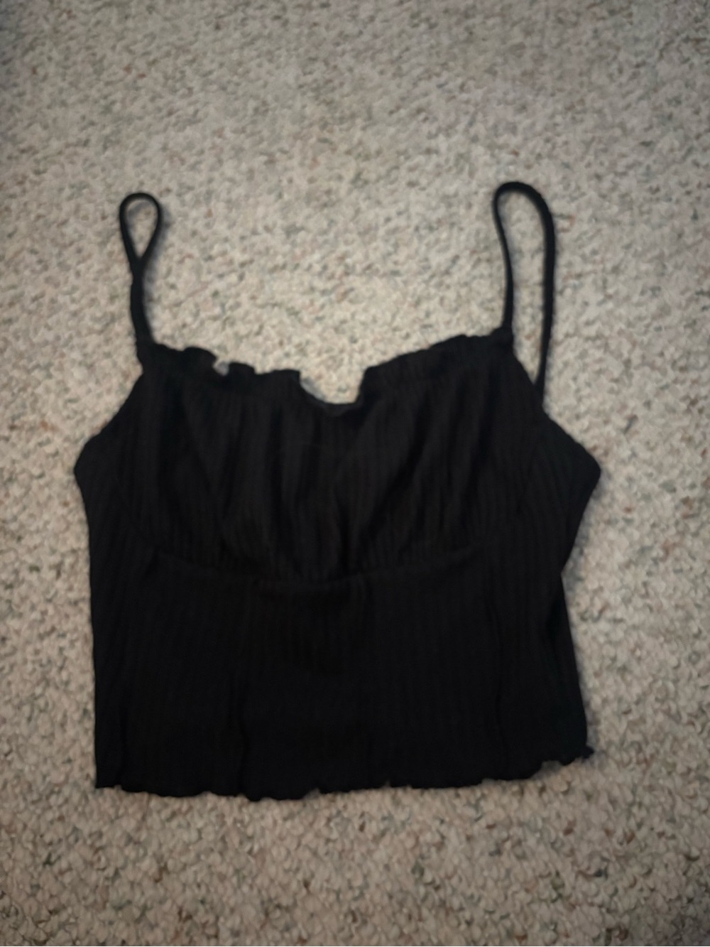 SHEIN Black Ribbed Cropped Spaghetti Strap Tank